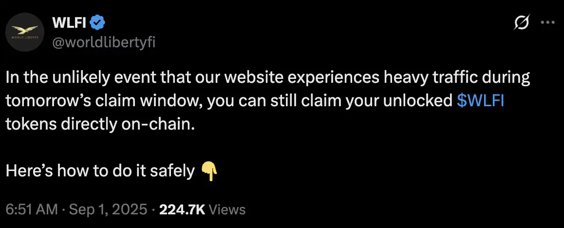 川普WLFI 币怎么领？官网瘫痪不用怕,六步骤教你链上安全领取代币