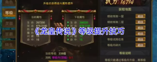 《龙王传说》等级提升攻略：快速进阶五大实战技巧