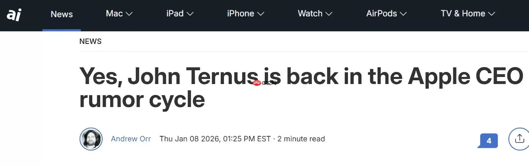 苹果硬件负责人特努斯离世，库克等高管深切追念