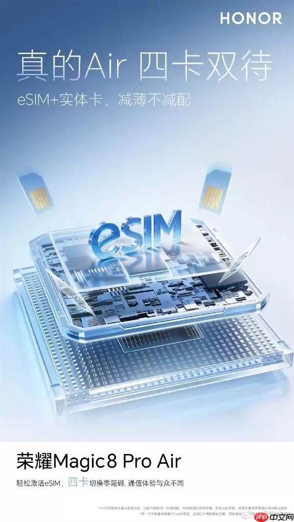荣耀Magic8 Pro Air减薄不减配：eSIM+实体SIM与四卡双待详解
