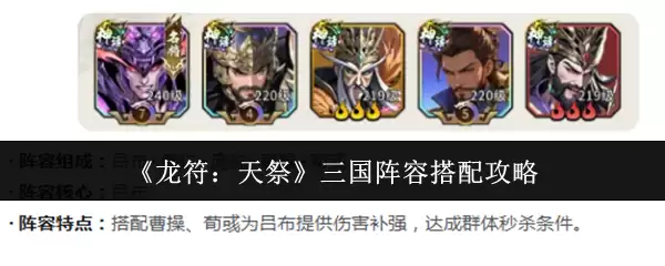 《三国：战略版》双龙符天祭法搭配合集，配将实战攻略