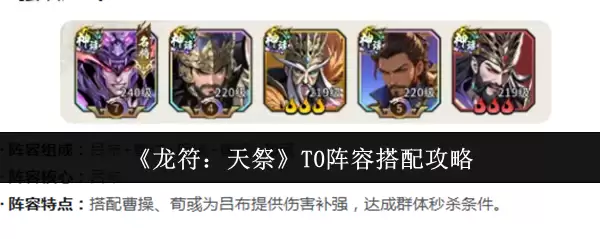 龙符天赐T0阵容搭配攻略：毕业级全能配队指南