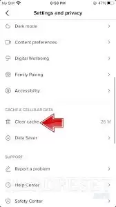 TikTok应用内清理缓存步骤界面示意