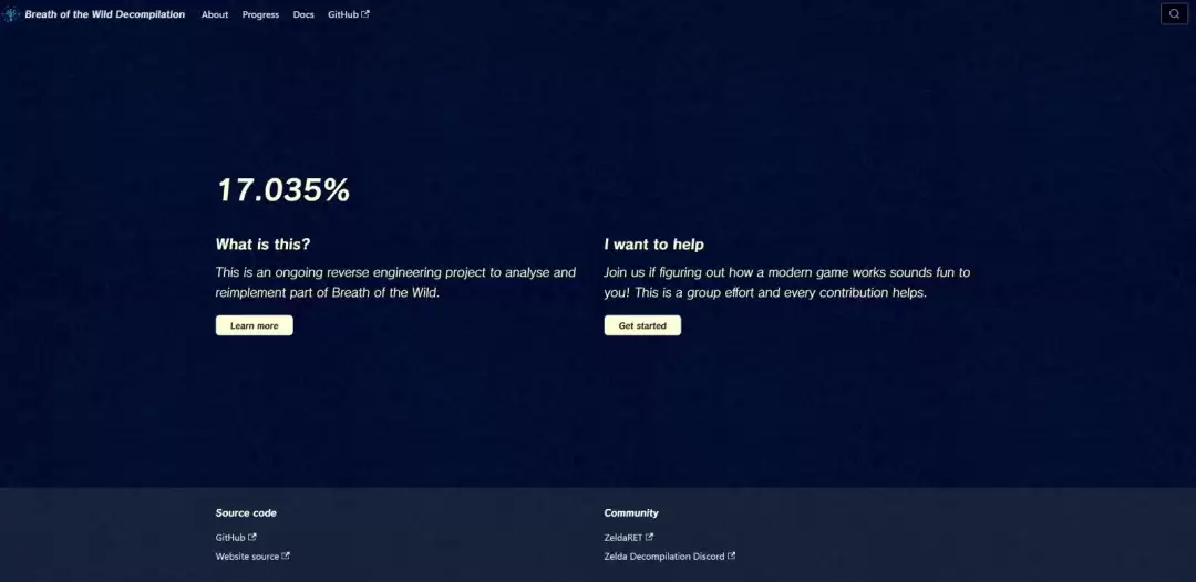 网上出现《塞尔达传说:旷野之息》的反编译项目 源代码已反编17%!