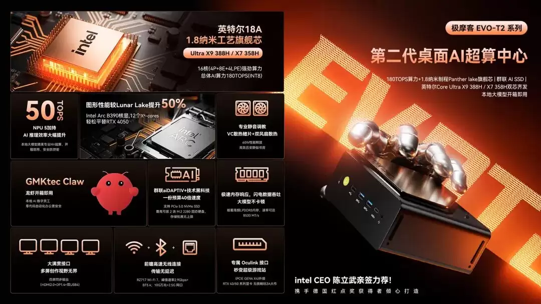 极摩客 EVO-T2S 迷你主机上市:搭载英特尔酷睿 Ultra X7 358H、64GB 内存 14999 元