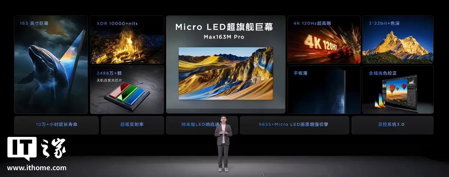 TCL Max163M / Pro 旗舰 163 英寸 Micro LED 巨幕电视发布,249999 元起