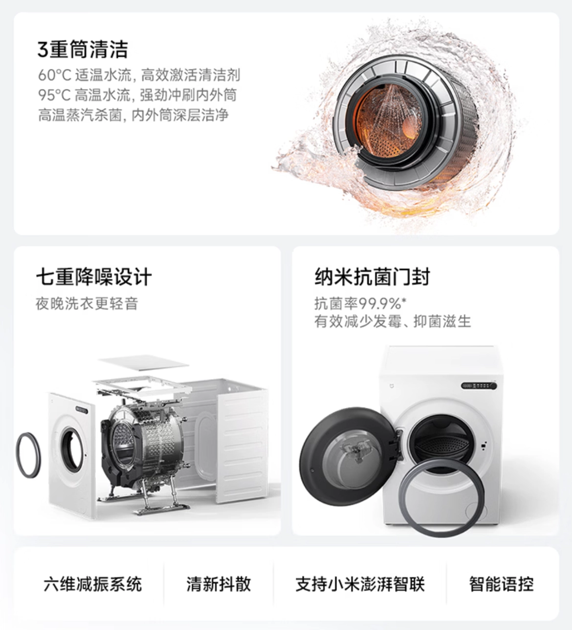 小米米家洗衣机滚筒 10Kg 超薄全嵌版发售:1.25 洗净比,1199 元