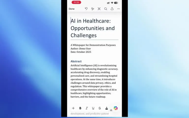 微软 iOS 版 Word 测试协同创作功能:AI 助你编写最佳文档