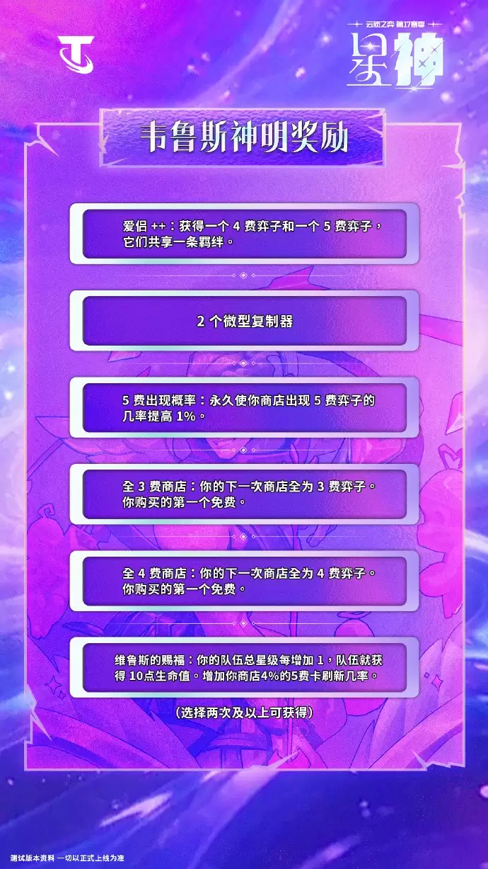 云顶之弈S17韦鲁斯神明奖励效果一览