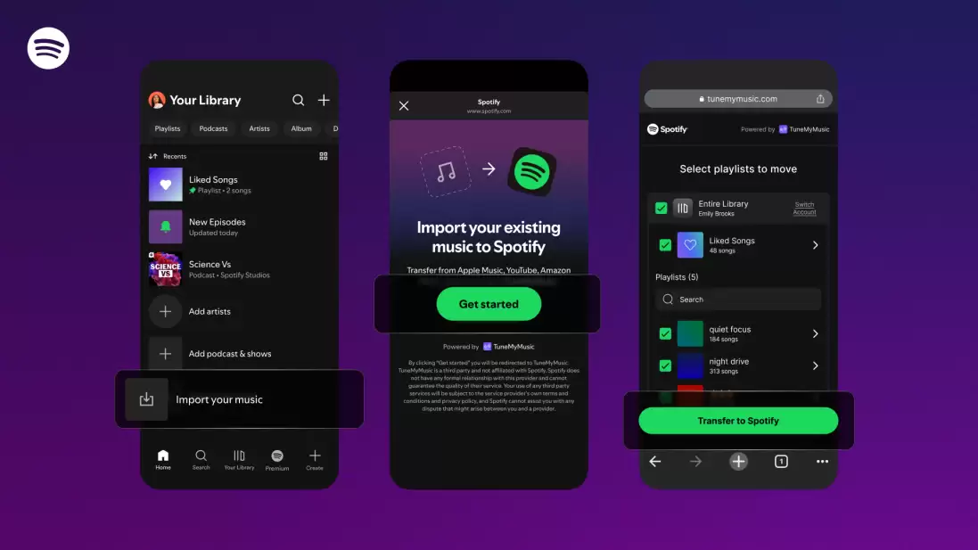 Spotify 推出歌单导入功能,支持 Apple Music、YouTube、Amazon Music 等多个平台