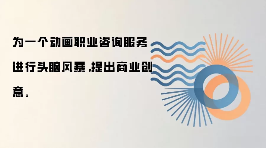 为一个动画职业咨询服务进行头脑风暴，提出商业创意。