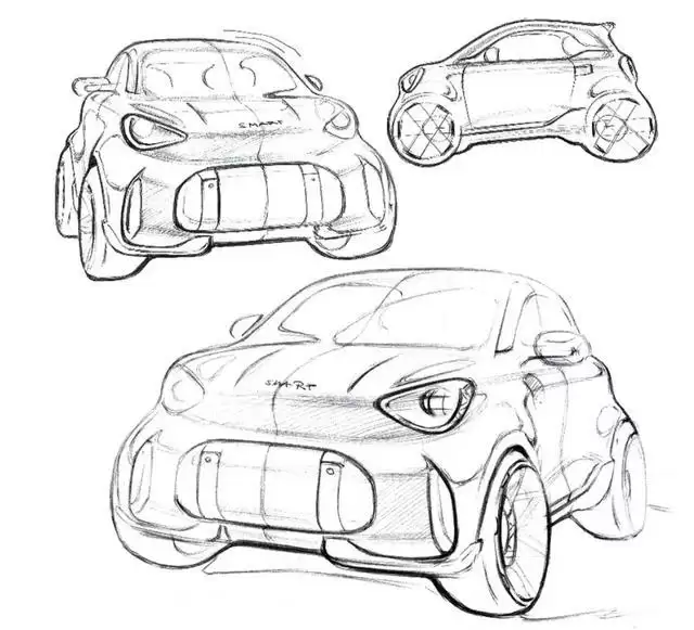 smart精灵2概念车设计草图公布，原型车将于北京车展亮相