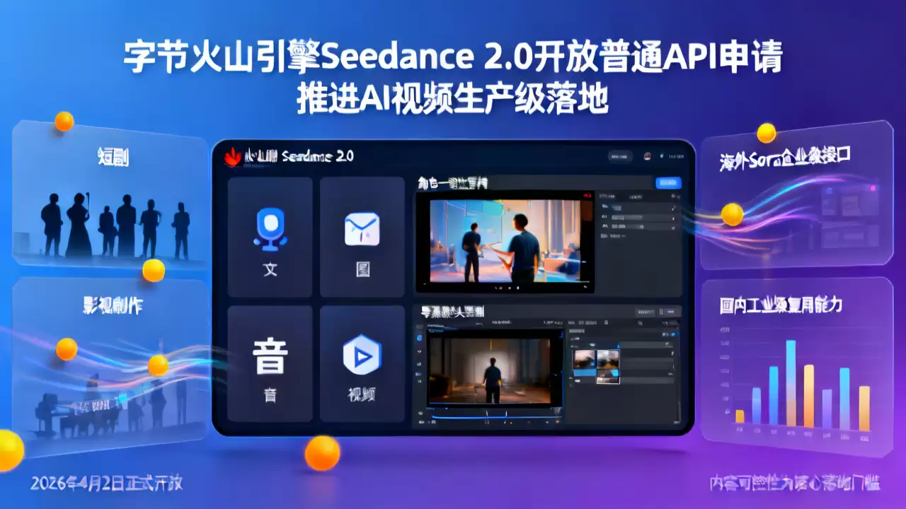 字节火山引擎Seedance 2.0开放普通API申请 推进AI视频生产级落地