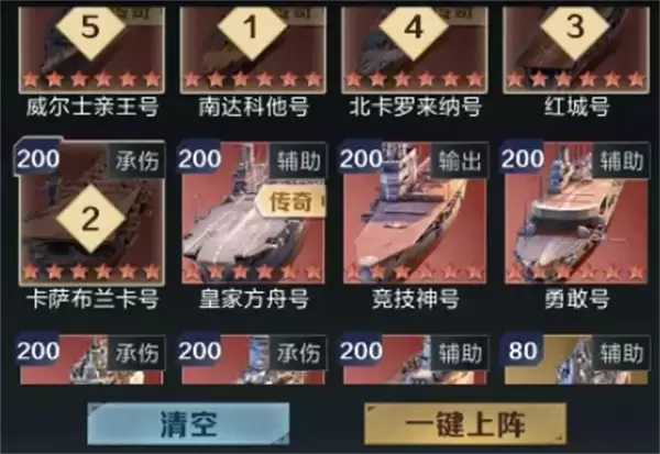 王者舰队北卡罗来纳号阵容搭配推荐