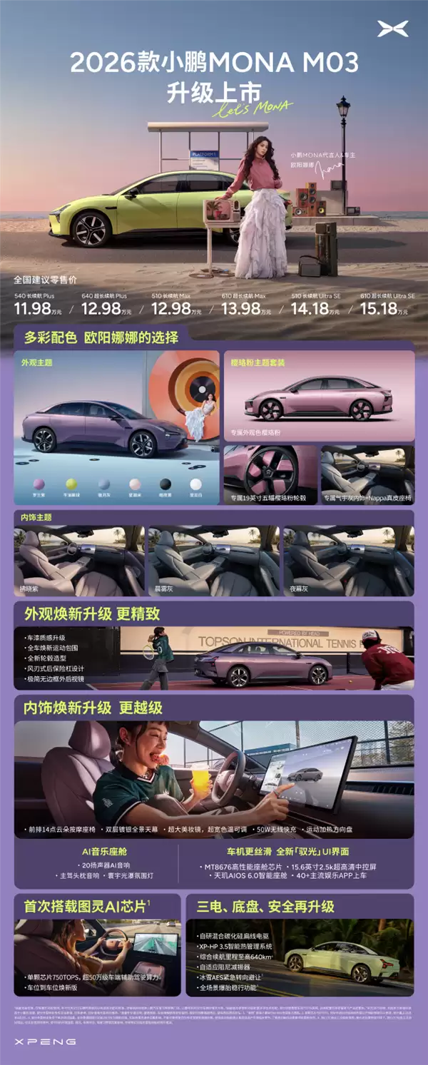 纯电A级轿车销量第一！2026款MONA M03正式上市：11.98万元起