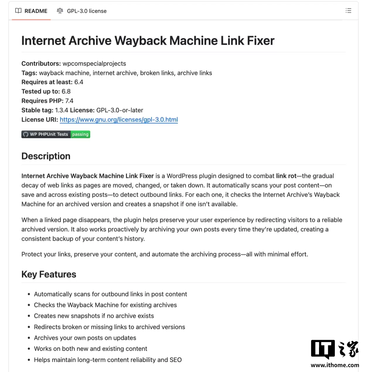 互联网档案馆推出 WordPress“链接修复器”插件，对抗外链内容失效问题