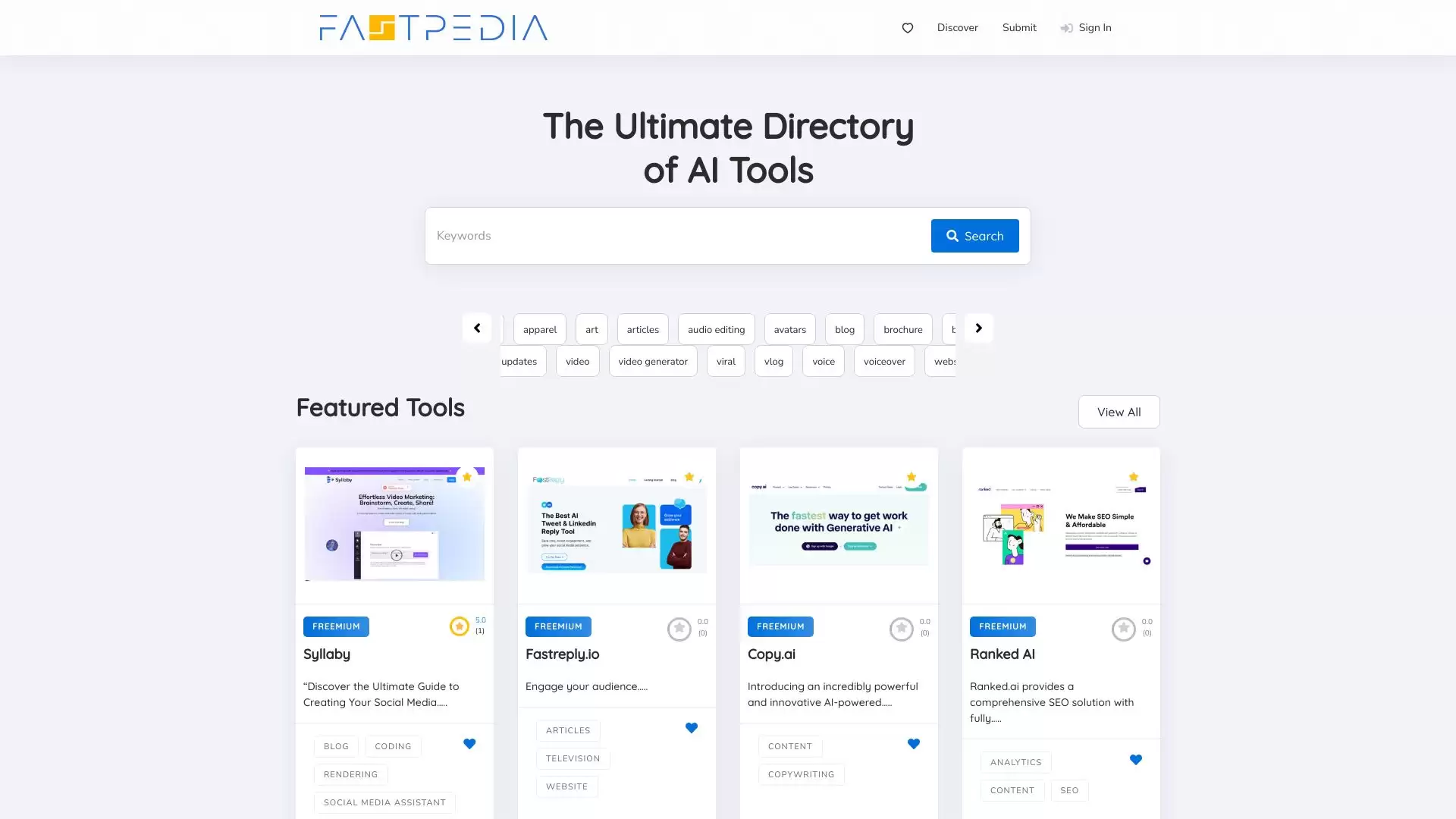 Fastpedia- 一个策划的AI工具目录