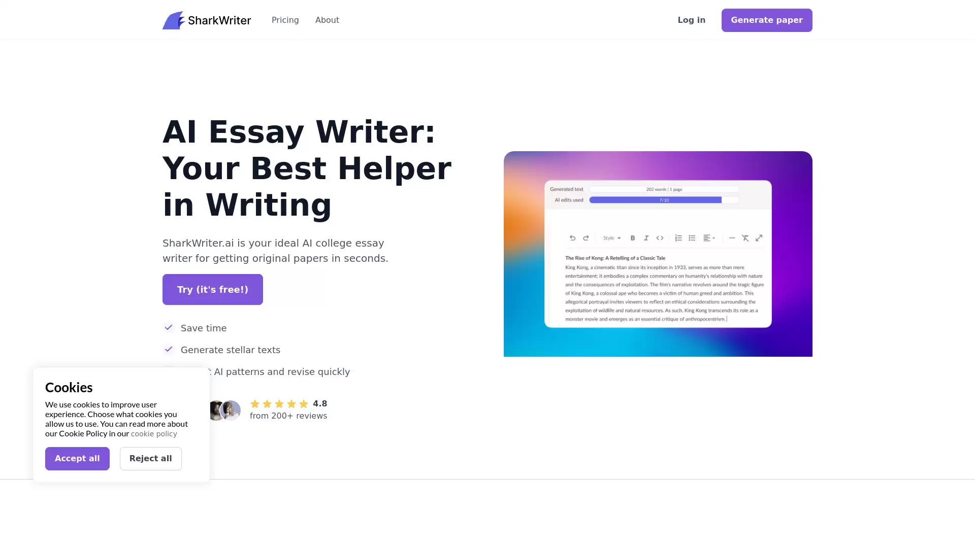 Sharkwriter.ai- 基于AI的写作工具