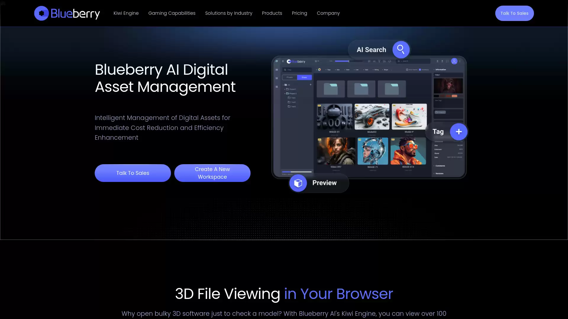 Blueberry AI- 人工智能驱动的3D资产和设计文件数字资产管理