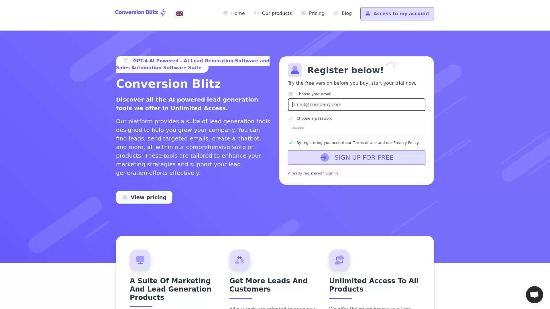 Conversion Blitz- 基于人工智能的潜在客户生成与销售自动化软件套件