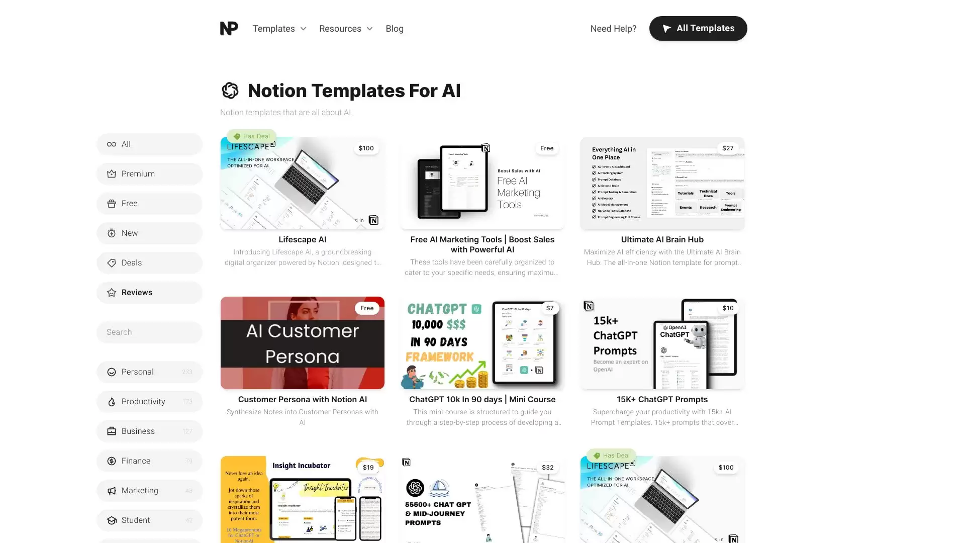 Notion Templates For AI- 提供Notion模板、封面、图标和工具以提升生产力的平台