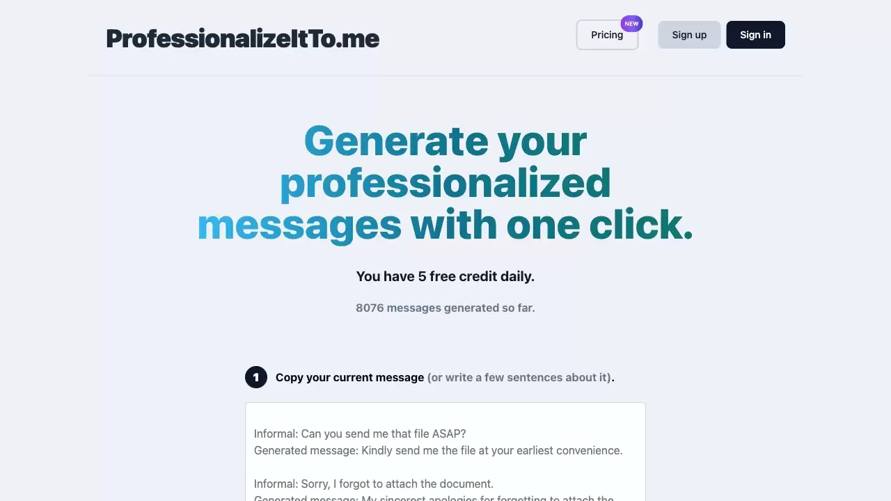 Professionalize It To Me- 由 AI 驱动的平台