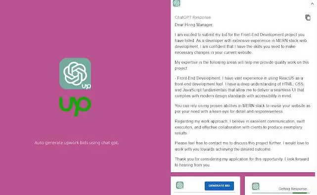 Upwork GPT : Upwork GPT生成优胜投标，节省时间并增加成功机会
