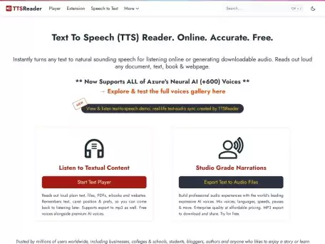真人语音朗读神器TTSReader推荐：2024年最佳免费文本转语音工具精选